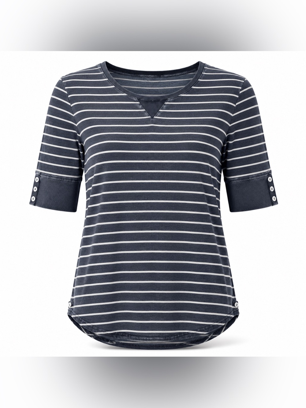 Jane and Delancey Navy and White Striped Short Sleeve Tee